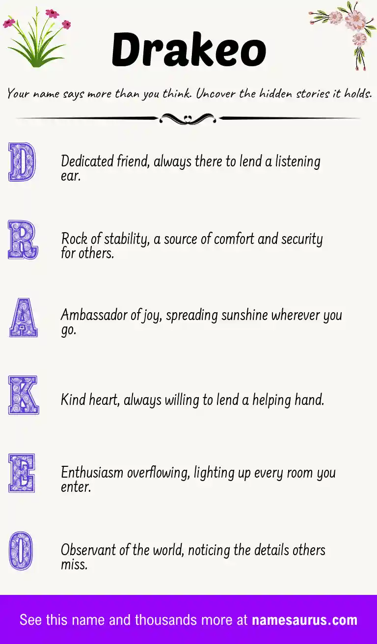 Acrostic poem about Drakeo.
