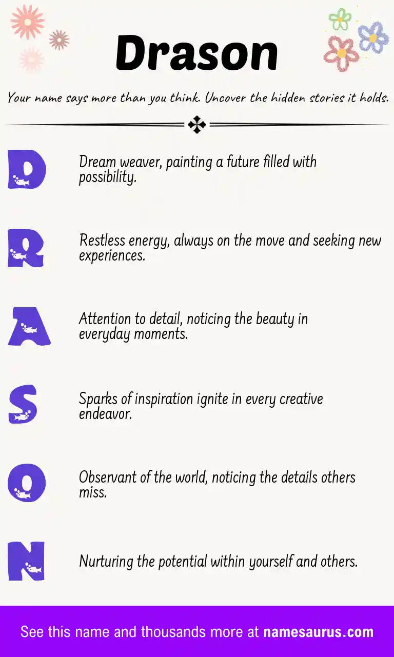 Acrostic poem about Drason.