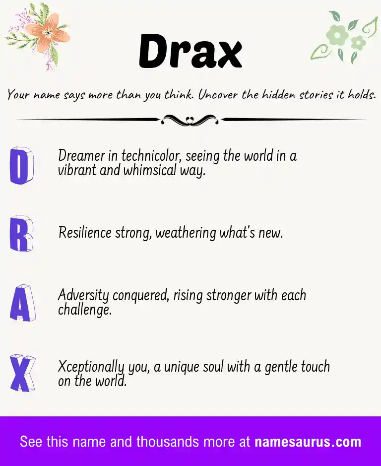 Acrostic poem about Drax.
