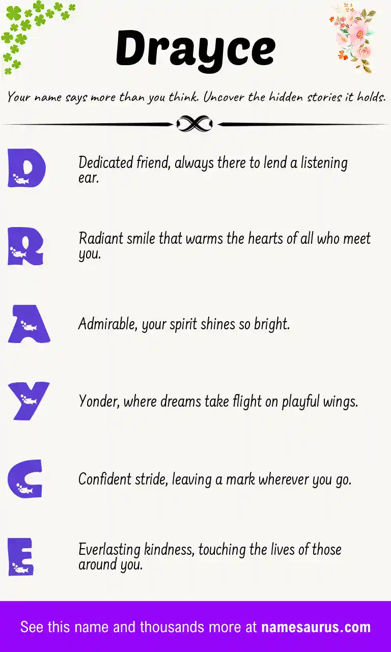 Acrostic poem about Drayce.