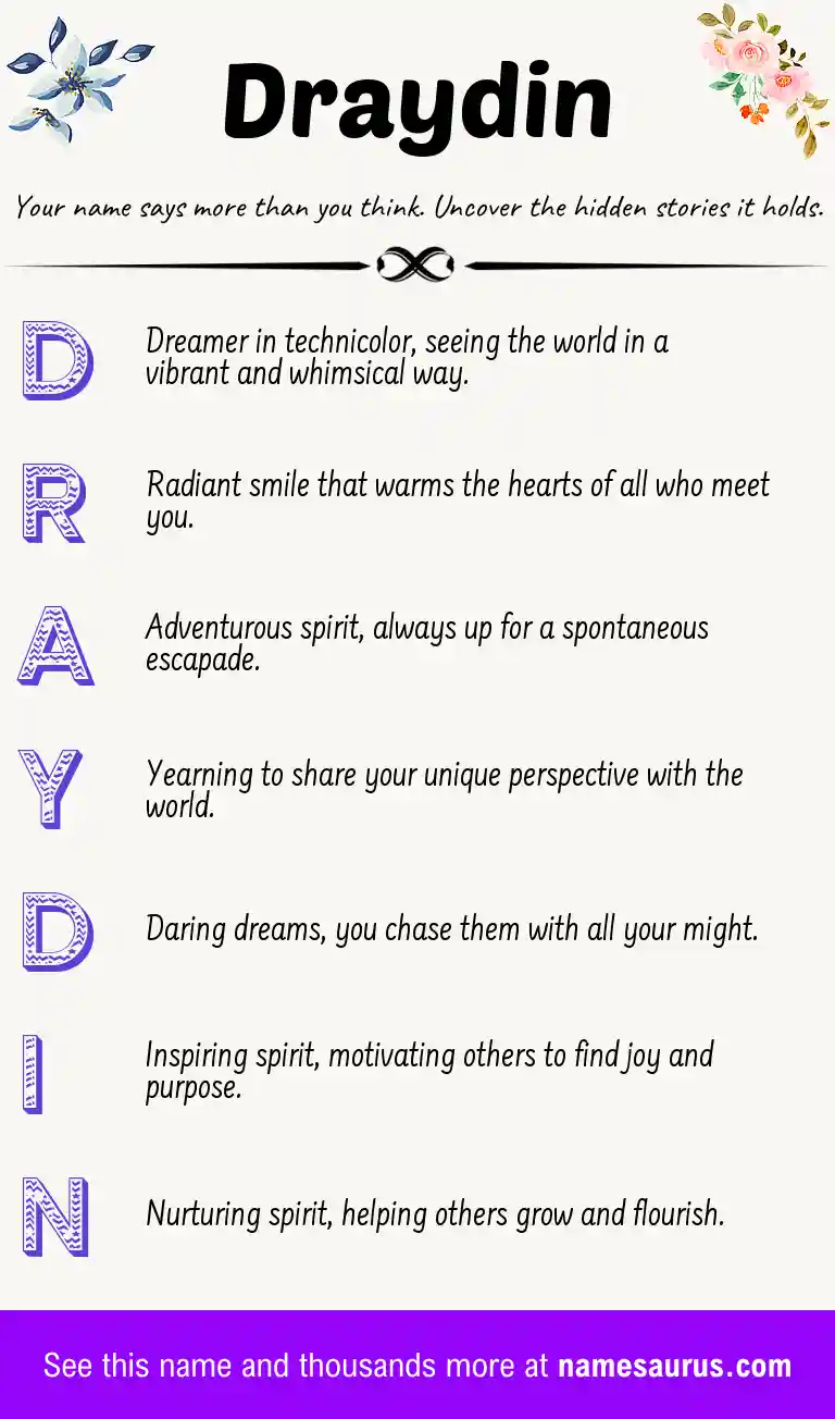Acrostic poem about Draydin.