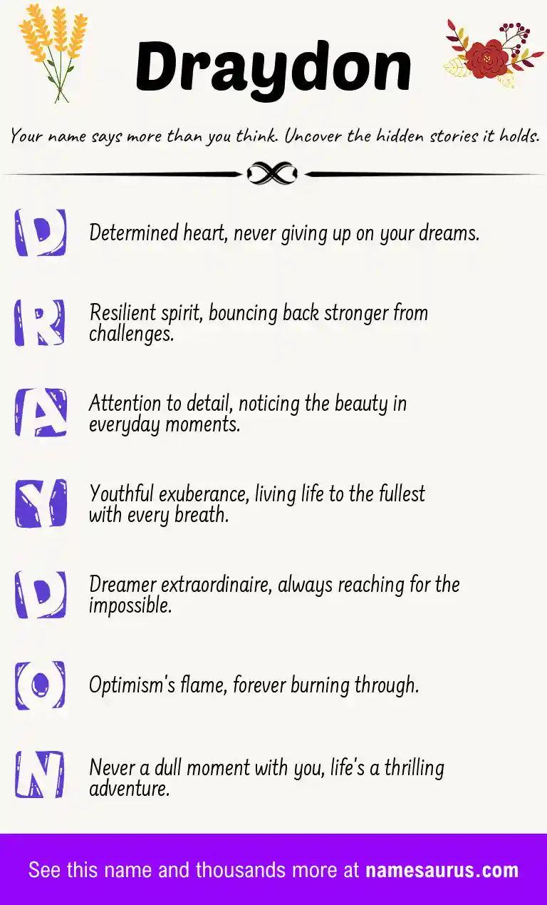 Acrostic poem about Draydon.