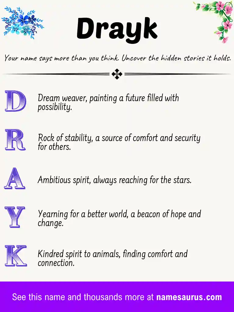 Acrostic poem about Drayk.