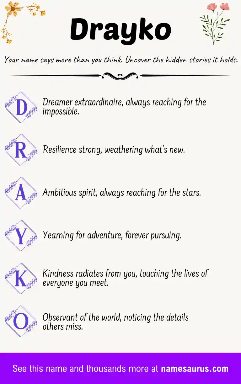 Acrostic poem about Drayko.