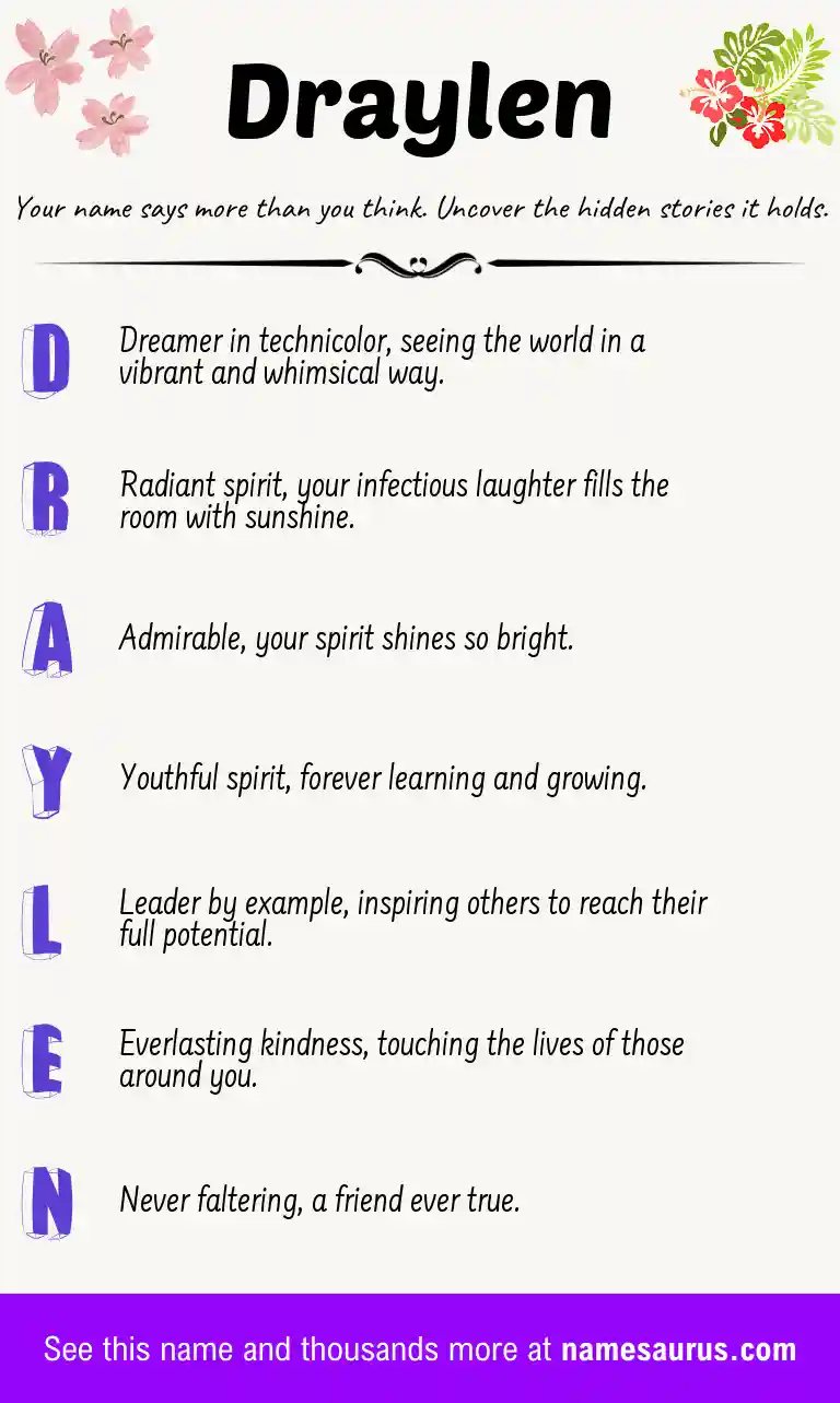 Acrostic poem about Draylen.