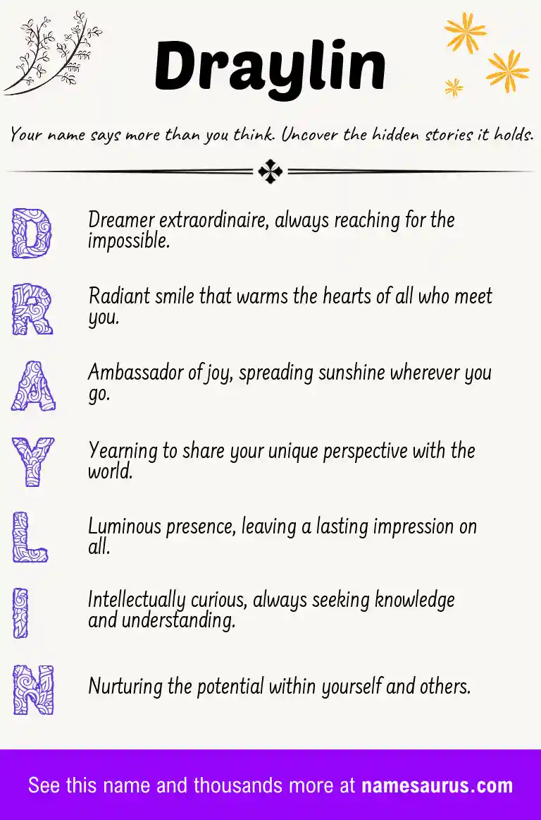 Acrostic poem about Draylin.