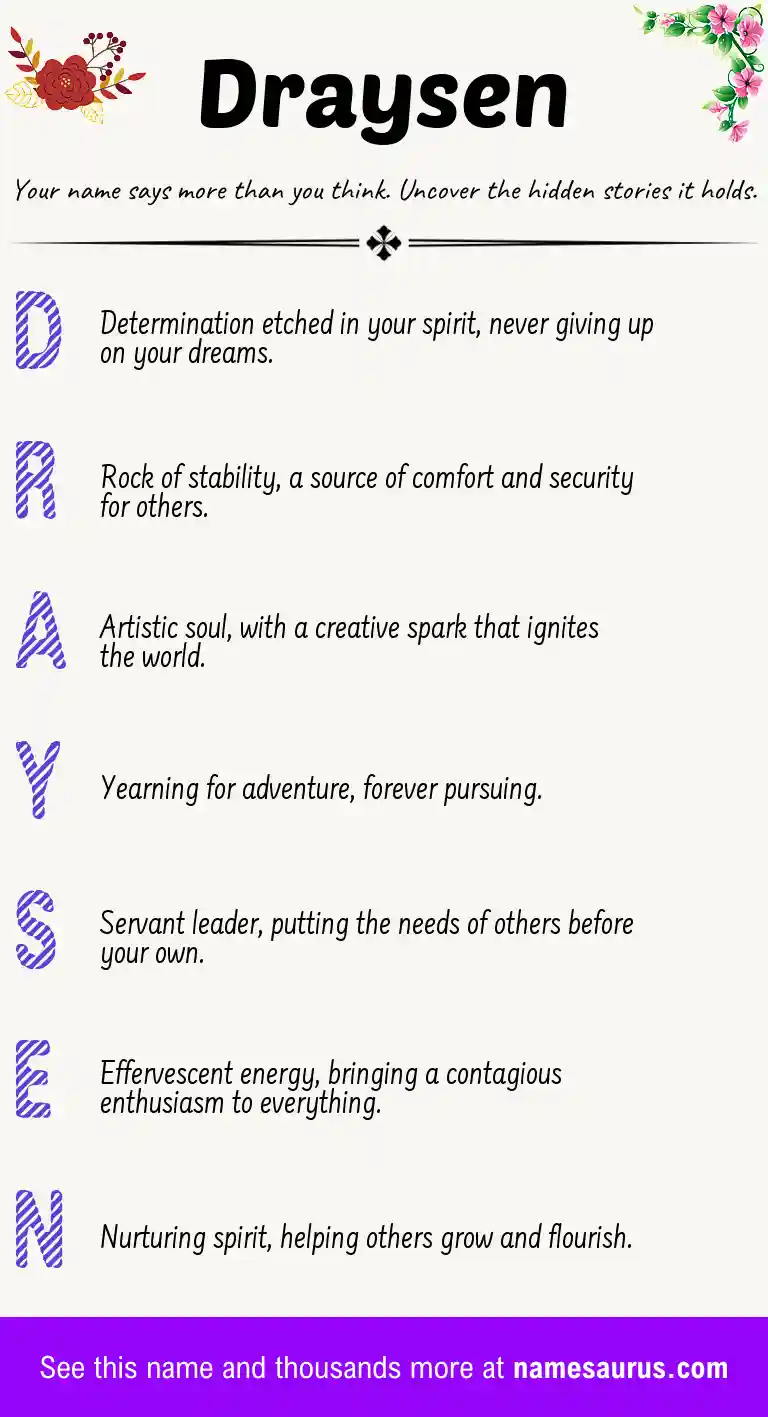 Acrostic poem about Draysen.