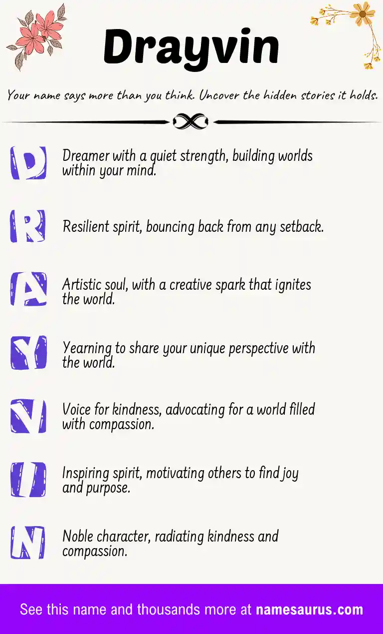 Acrostic poem about Drayvin.