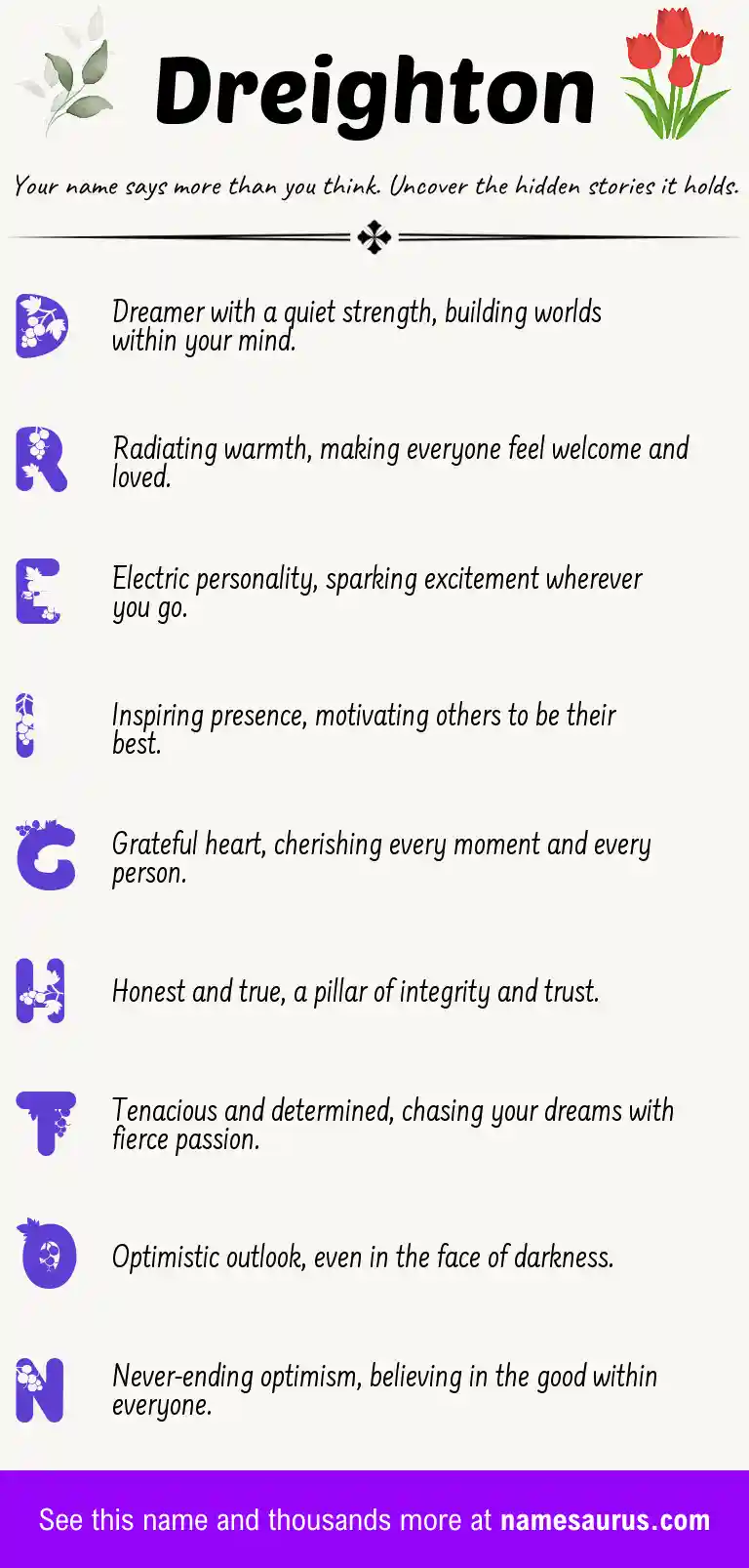 Acrostic poem about Dreighton.