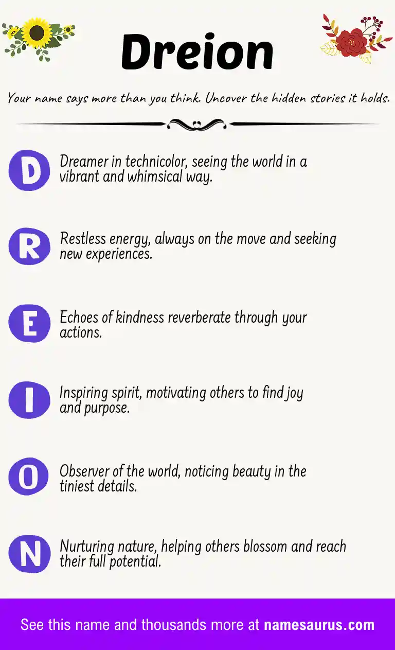 Acrostic poem about Dreion.