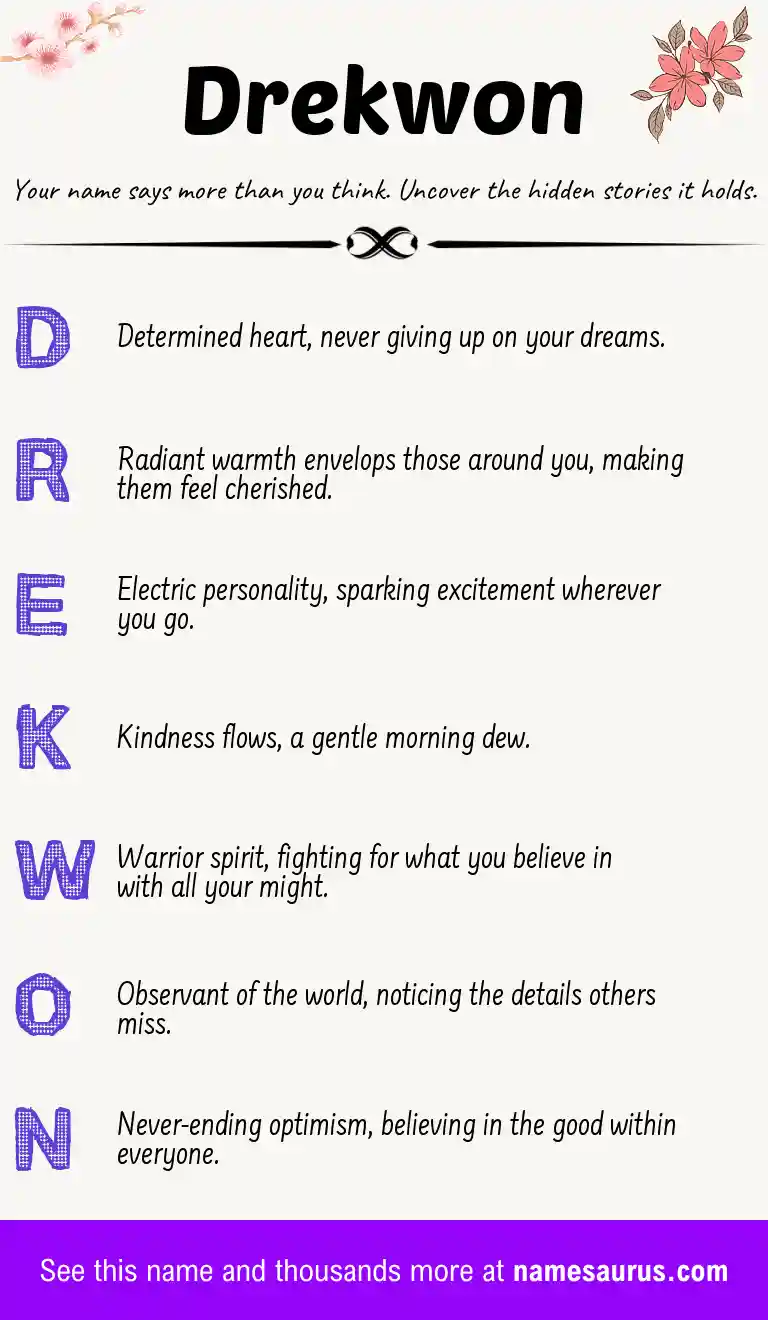 Acrostic poem about Drekwon.