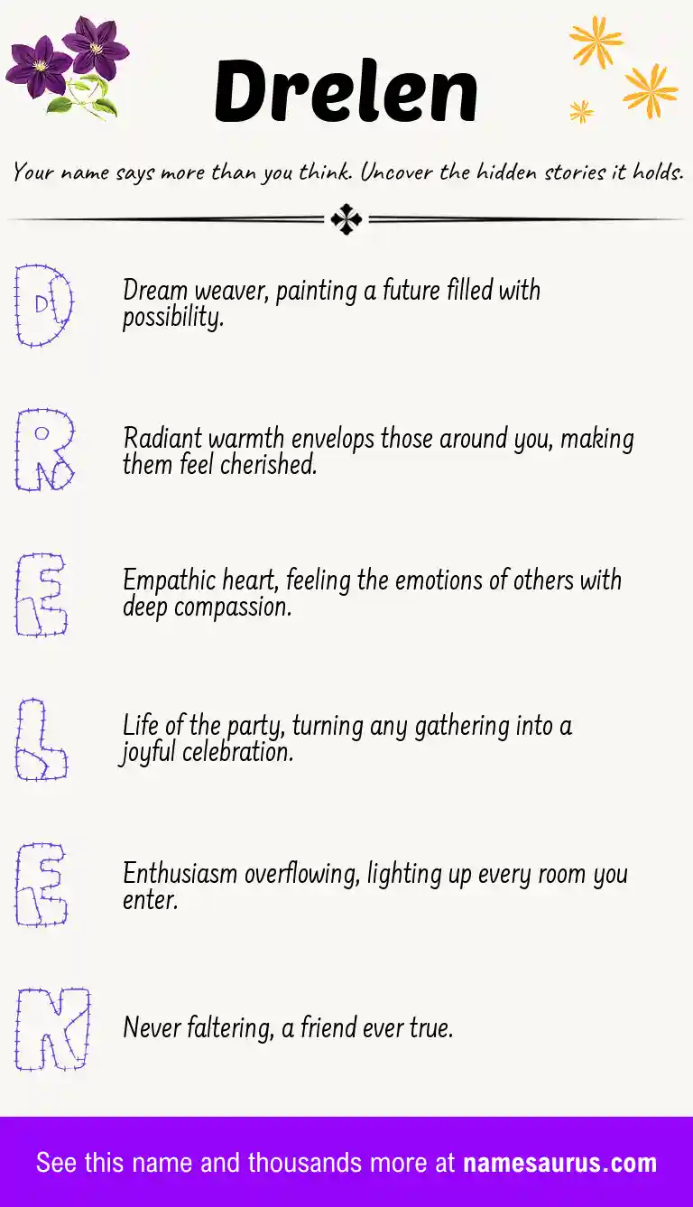Acrostic poem about Drelen.