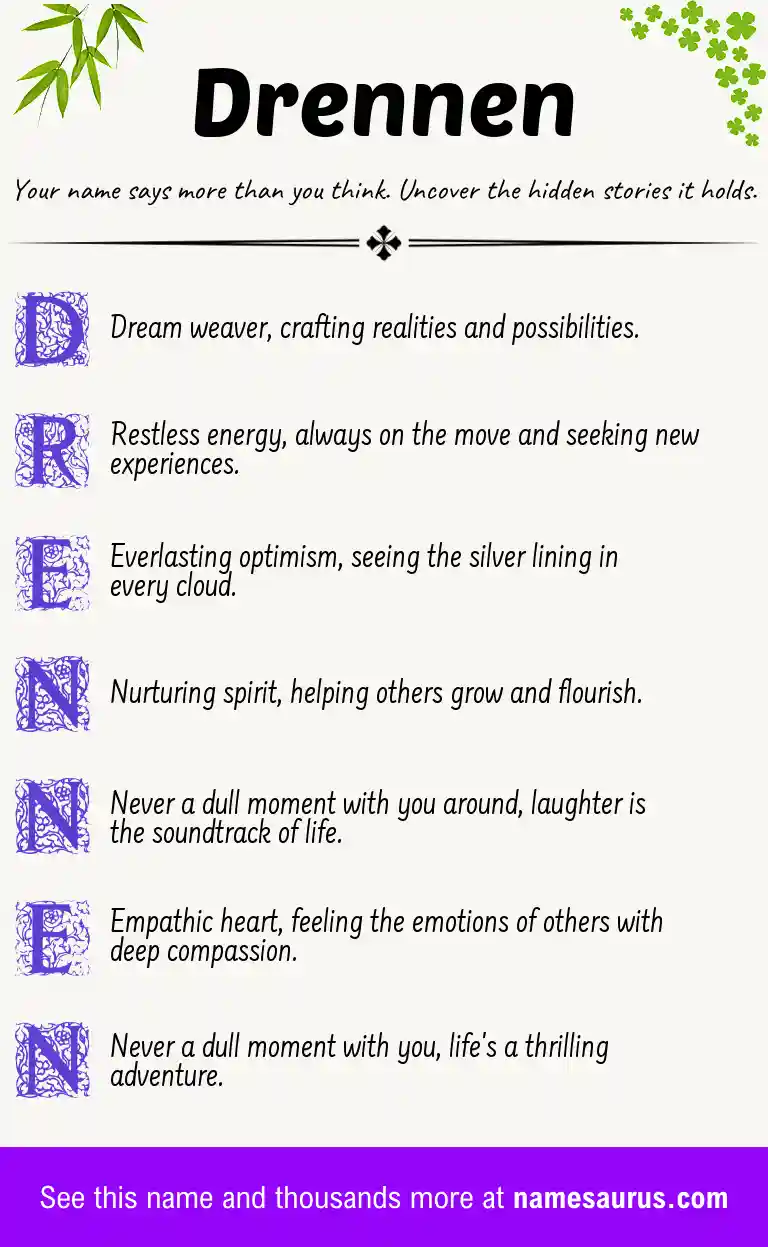 Acrostic poem about Drennen.