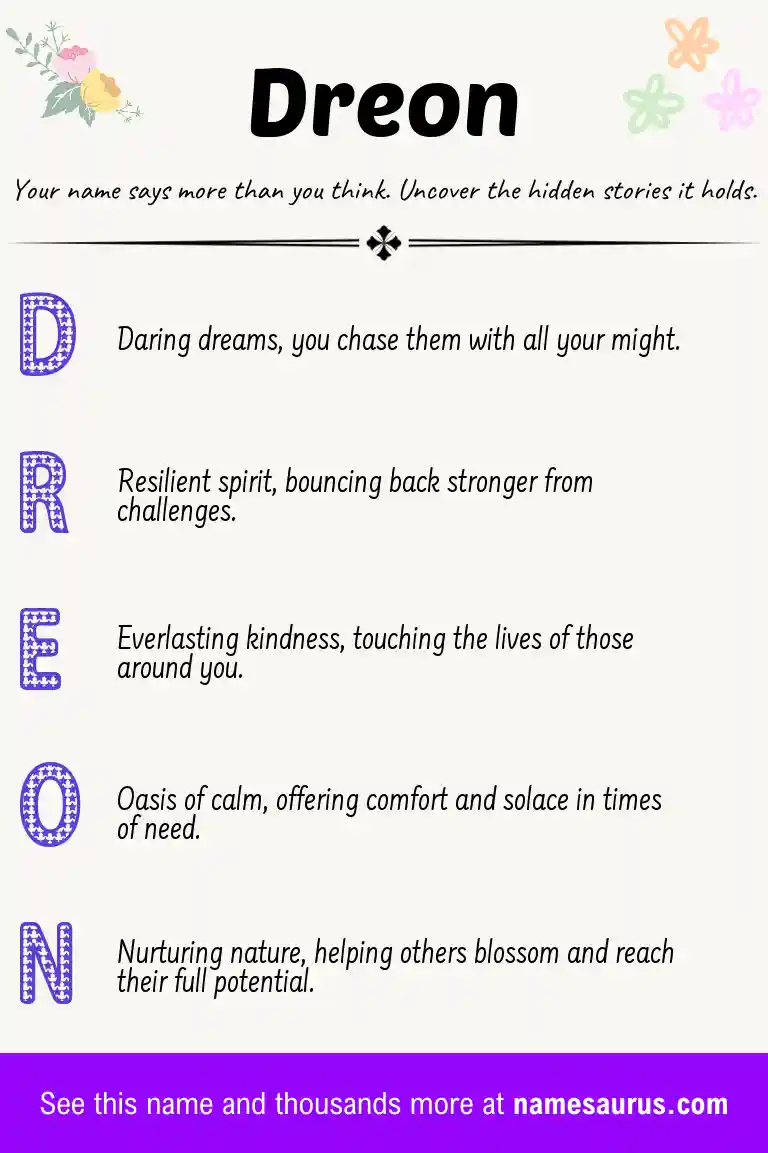 Acrostic poem about Dreon.
