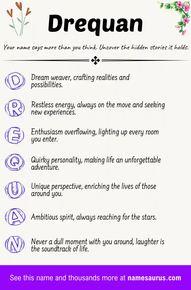 Acrostic poem about Drequan.