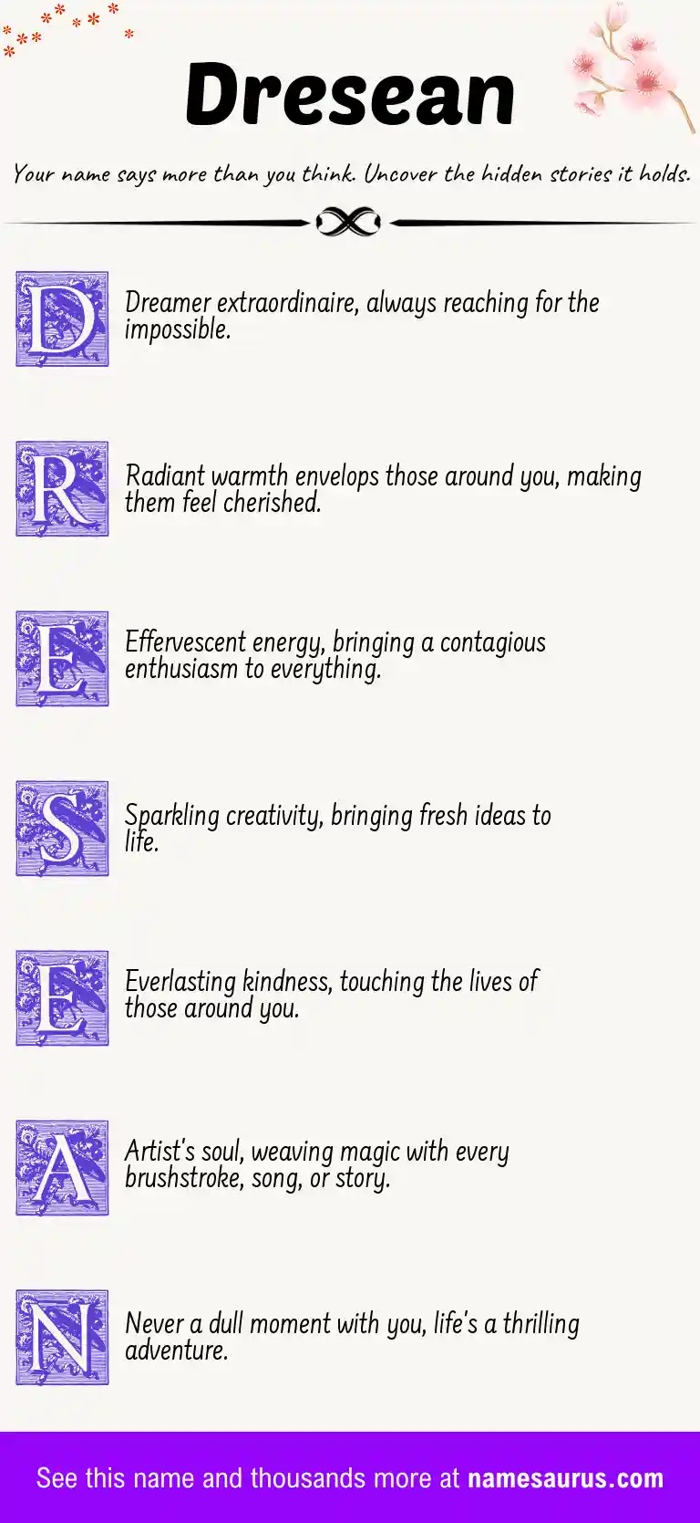 Acrostic poem about Dresean.