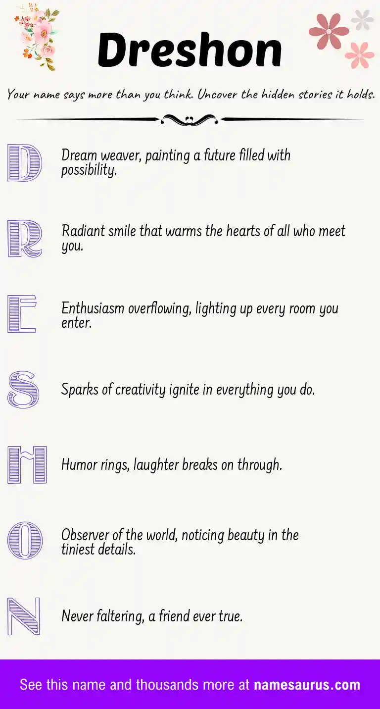 Acrostic poem about Dreshon.