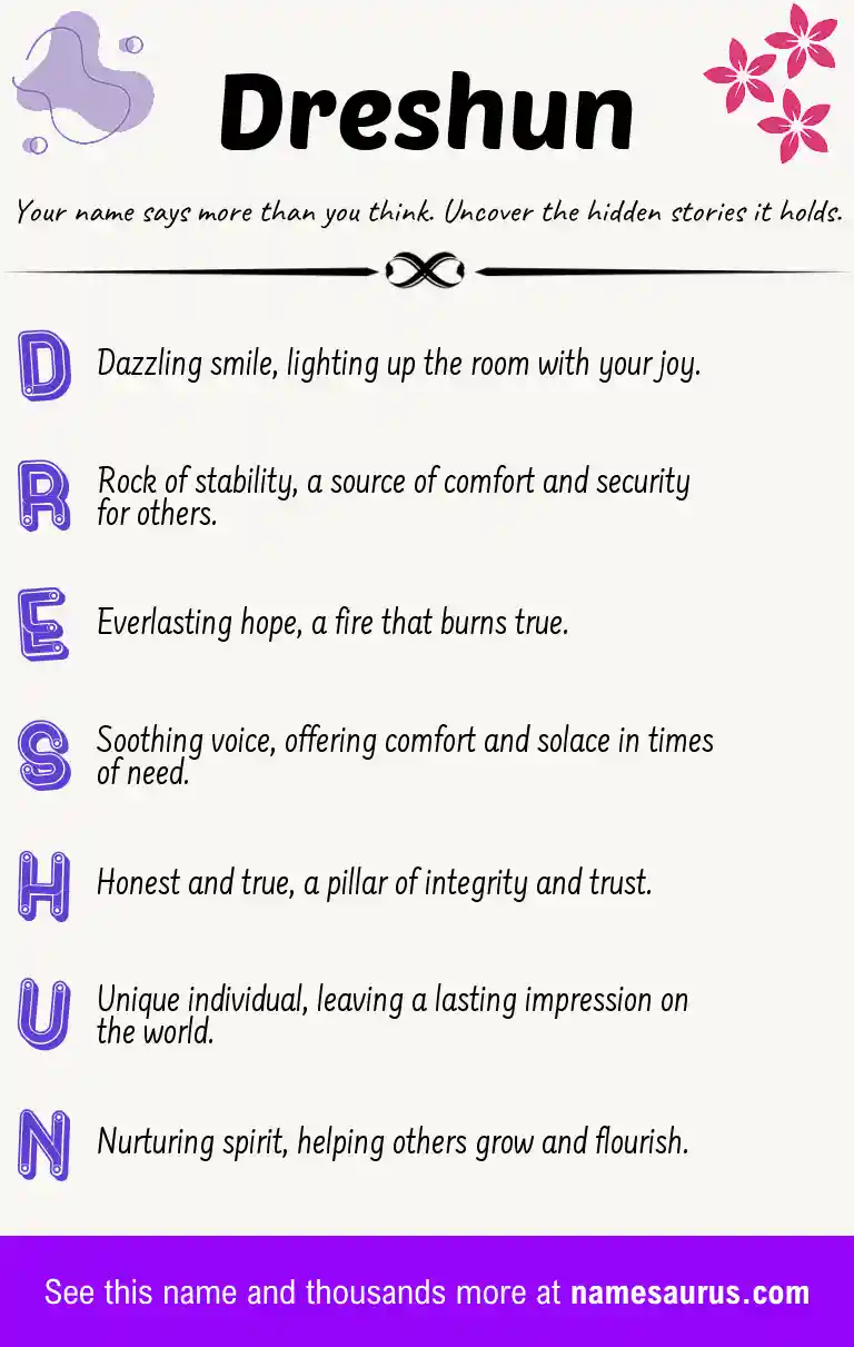 Acrostic poem about Dreshun.