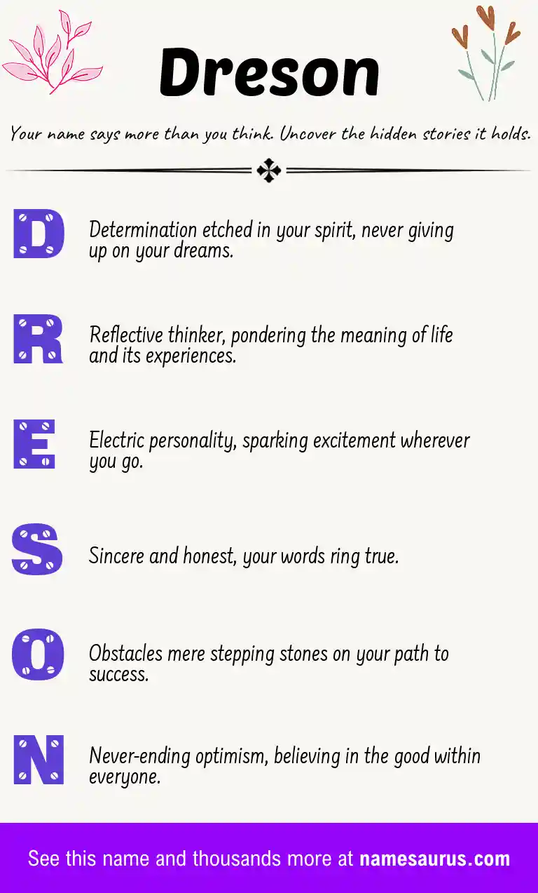 Acrostic poem about Dreson.