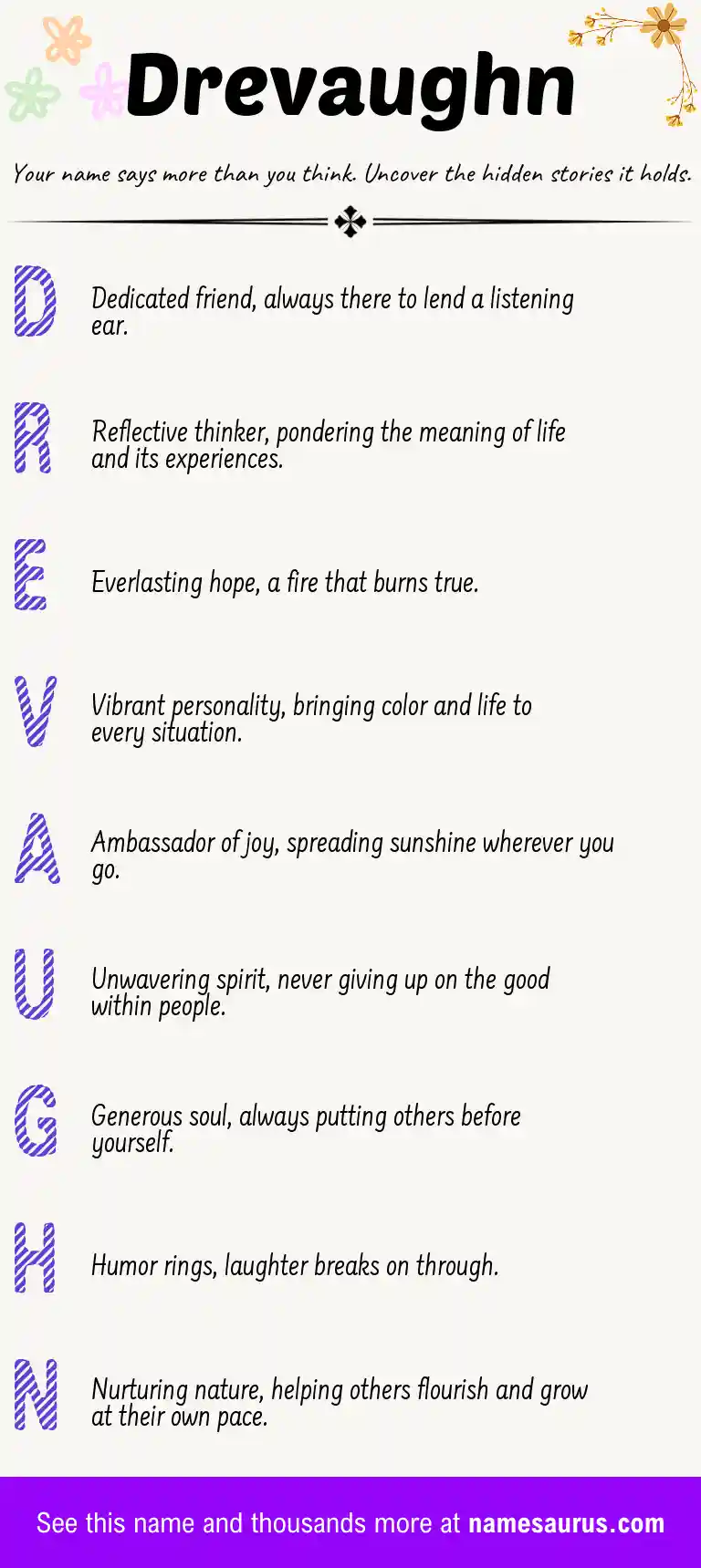 Acrostic poem about Drevaughn.