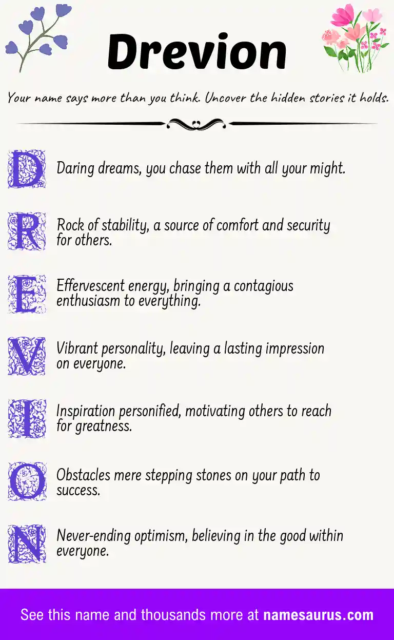 Acrostic poem about Drevion.