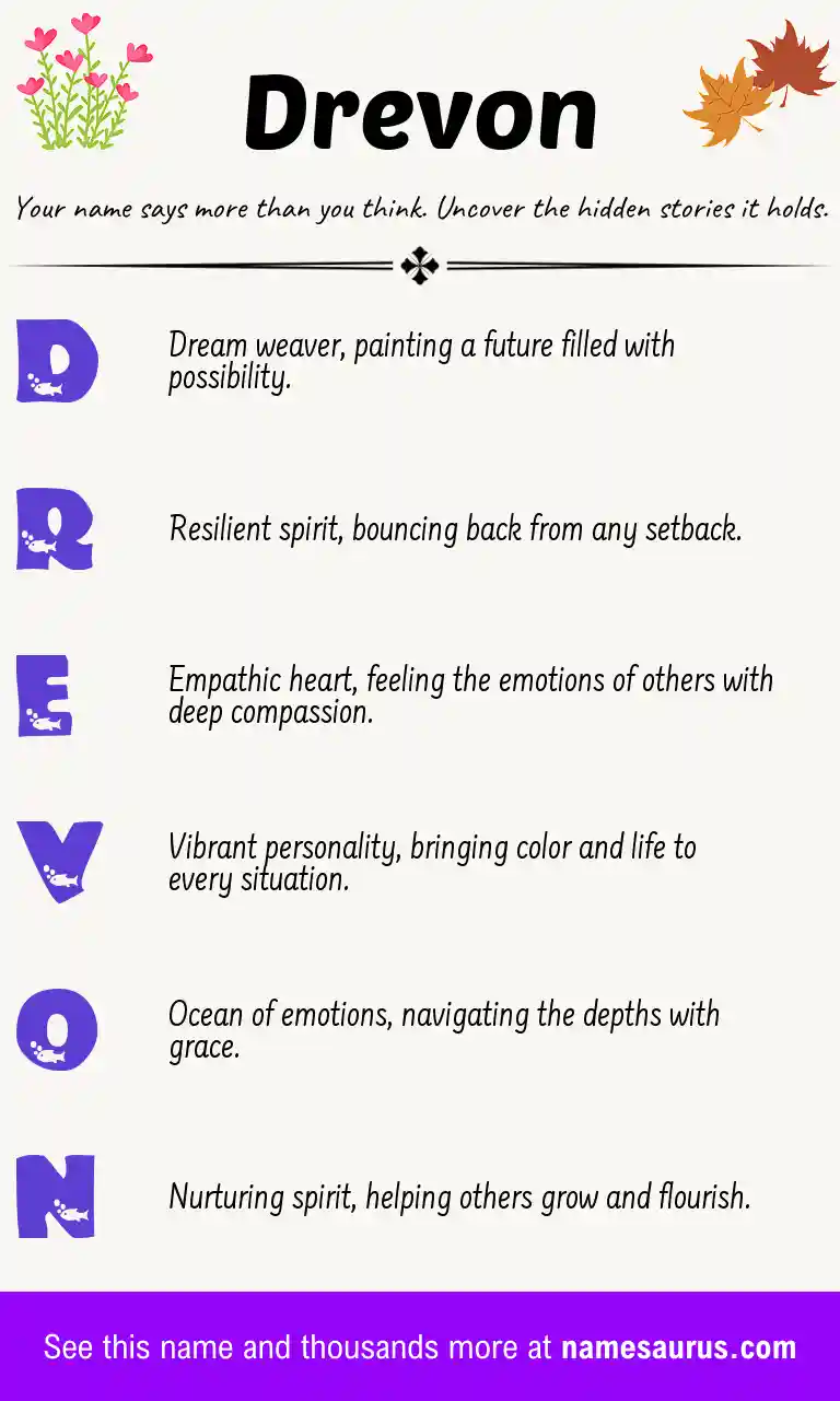 Acrostic poem about Drevon.