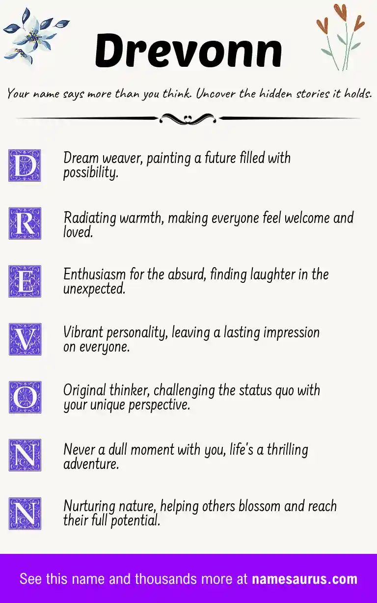 Acrostic poem about Drevonn.