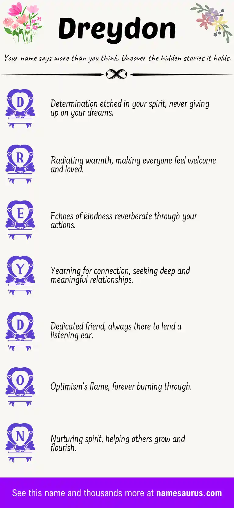 Acrostic poem about Dreydon.