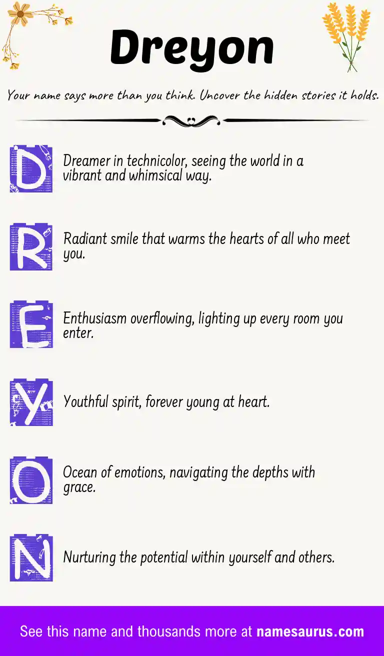 Acrostic poem about Dreyon.