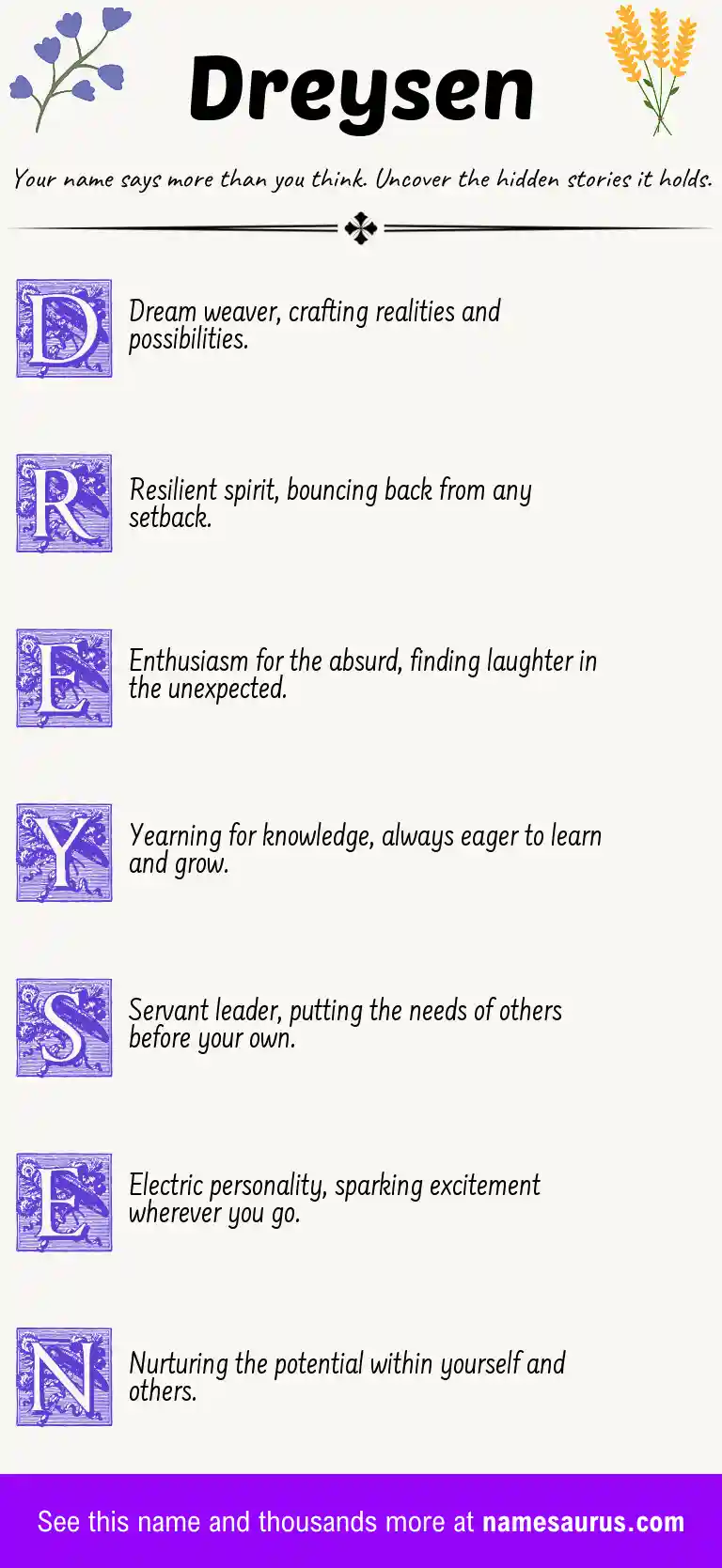 Acrostic poem about Dreysen.