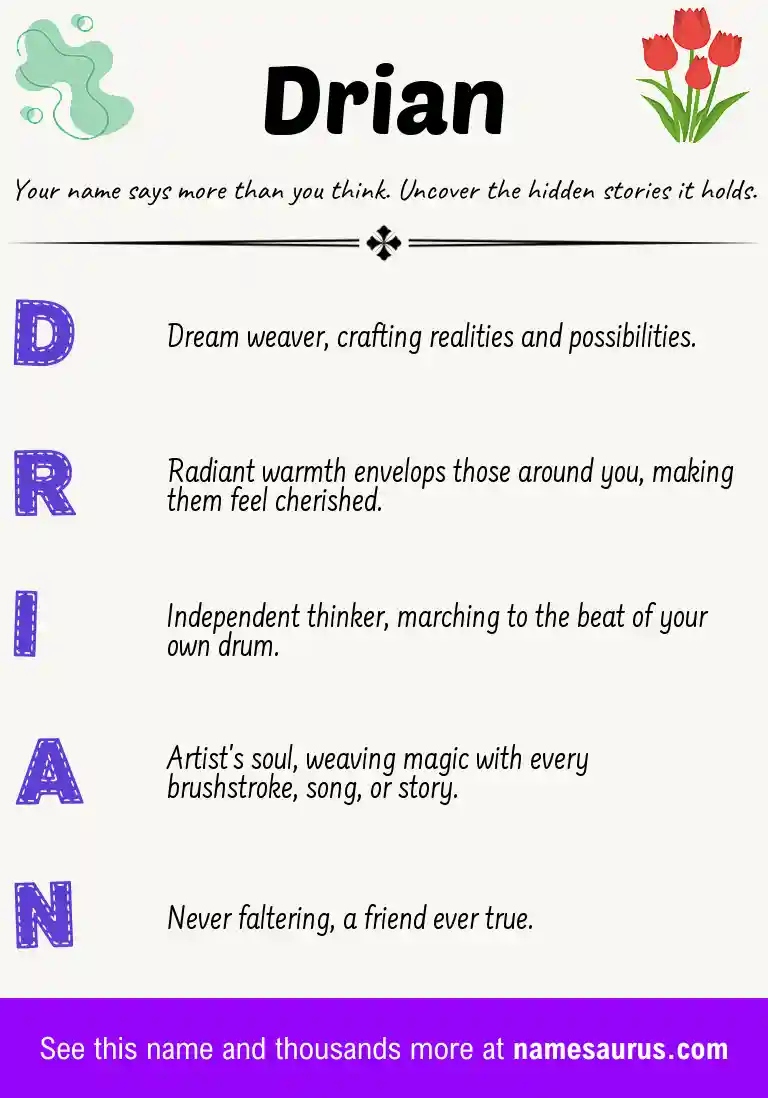Acrostic poem about Drian.