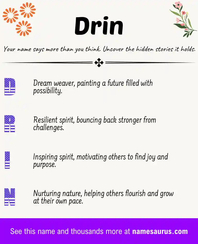 Acrostic poem about Drin.
