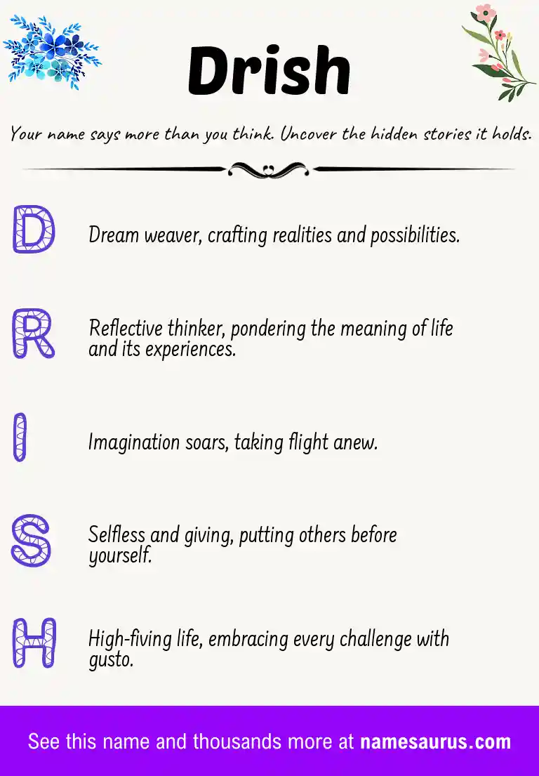 Acrostic poem about Drish.