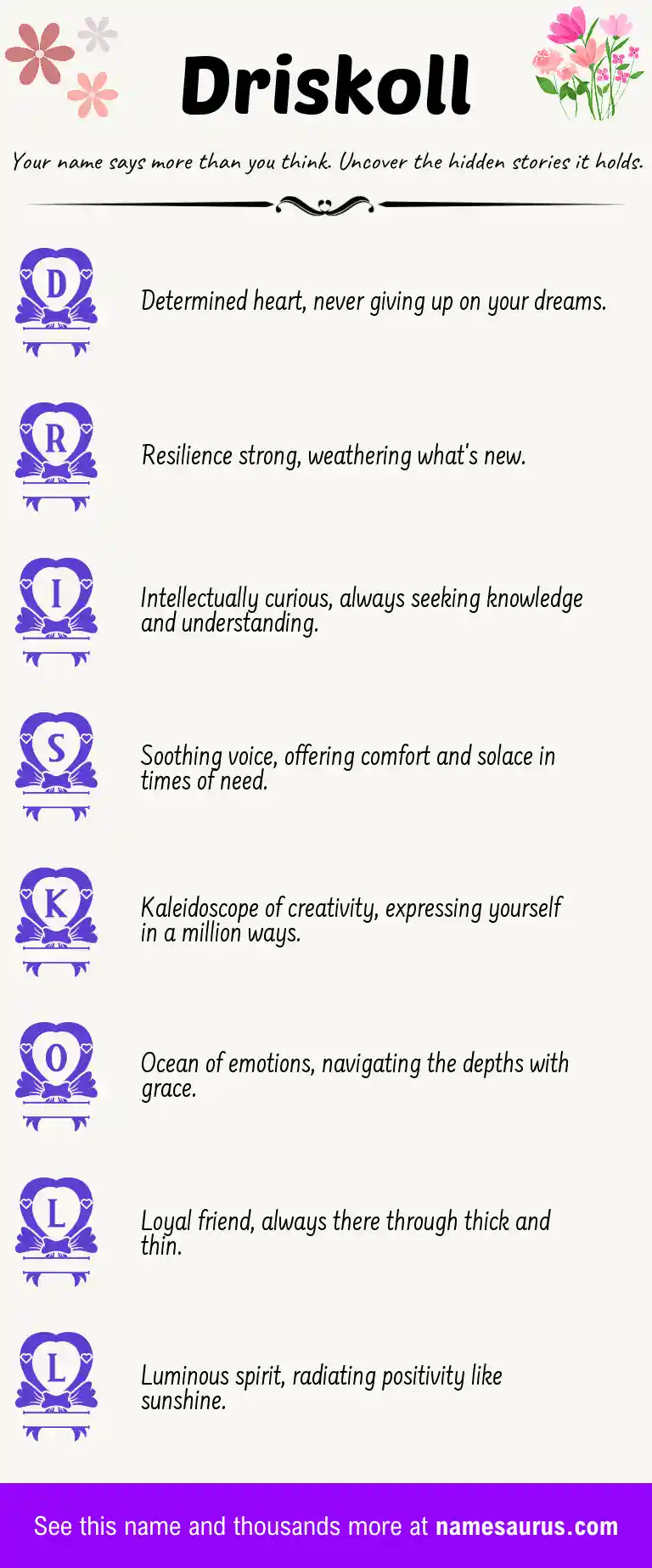 Acrostic poem about Driskoll.