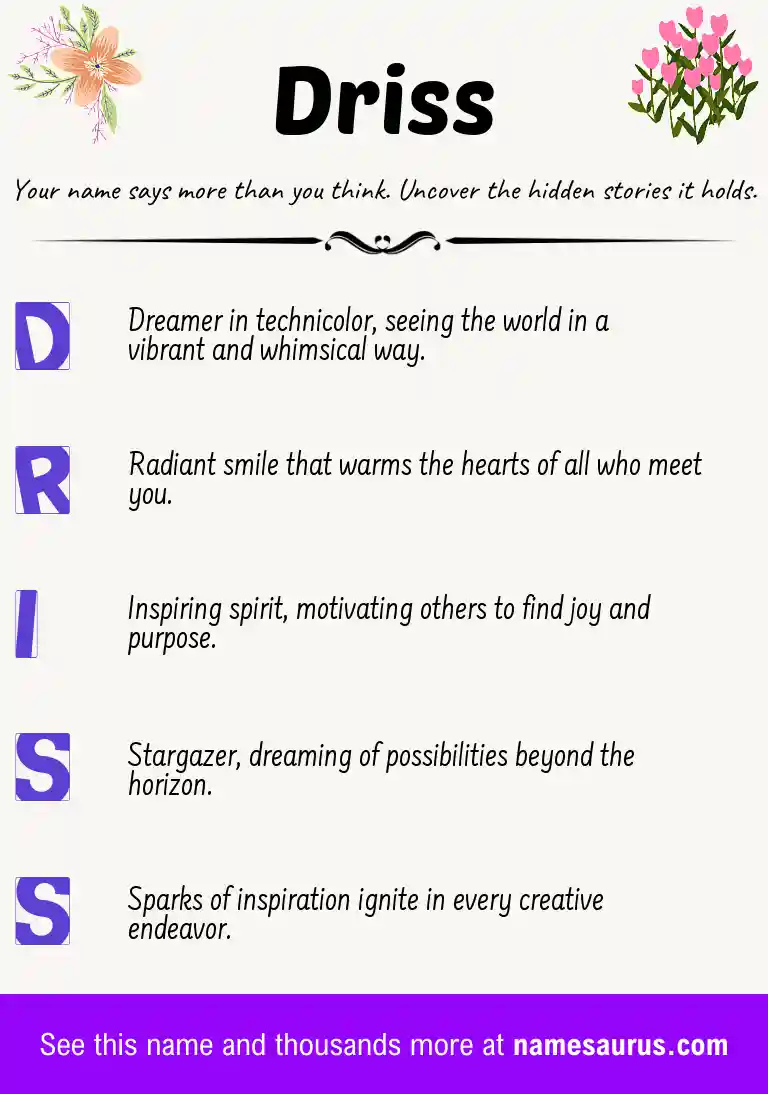 Acrostic poem about Driss.