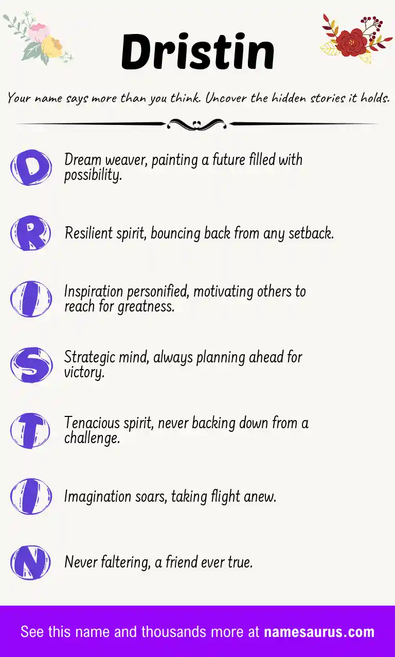 Acrostic poem about Dristin.