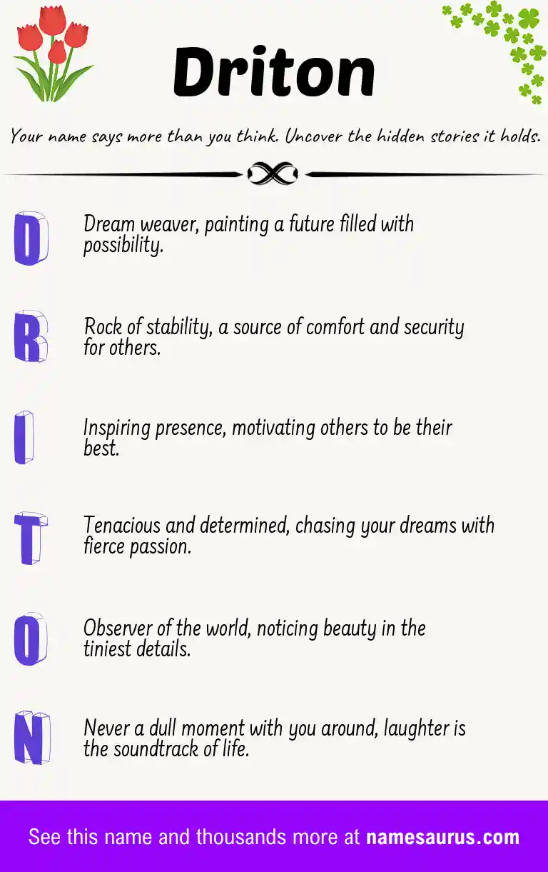 Acrostic poem about Driton.