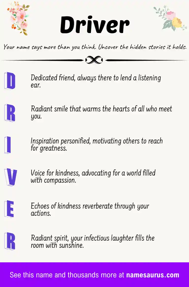 Acrostic poem about Driver.