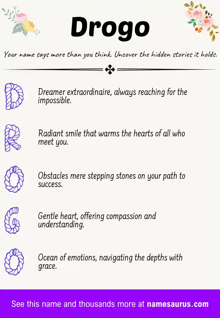 Acrostic poem about Drogo.