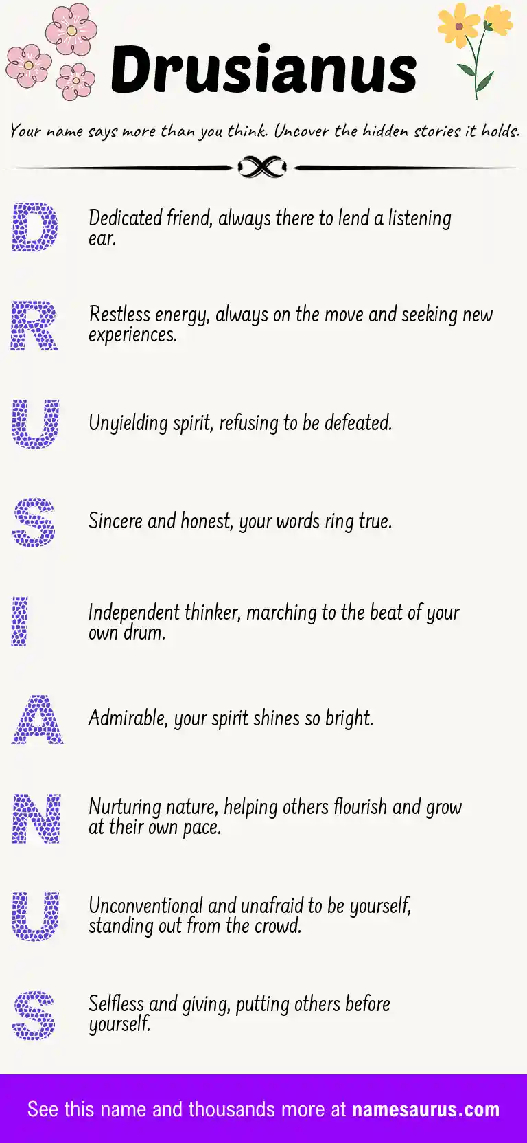 Acrostic poem about Drusianus.