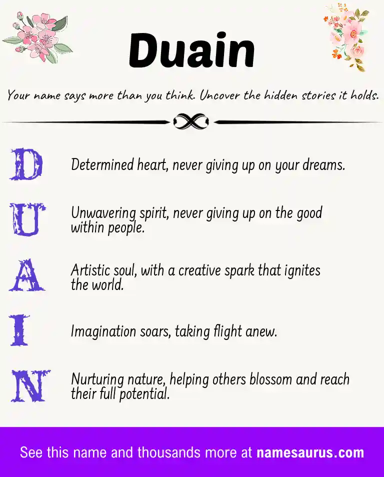Acrostic poem about Duain.