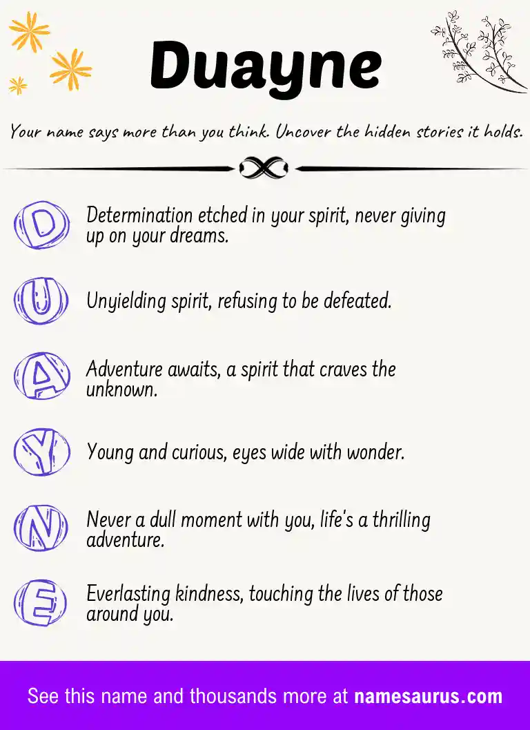 Acrostic poem about Duayne.