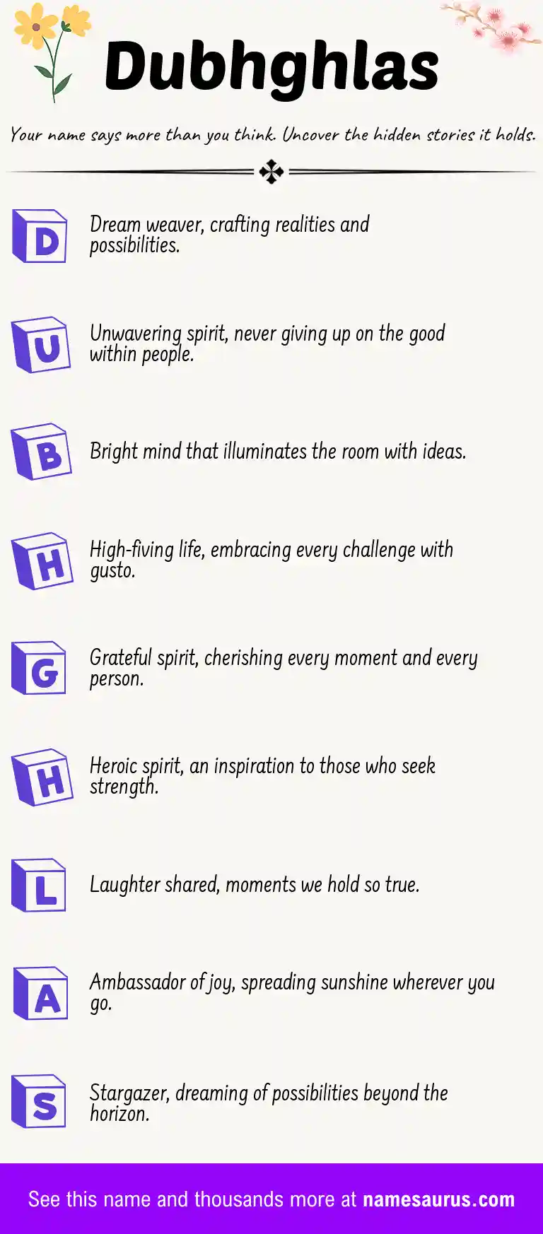 Acrostic poem about Dubhghlas.
