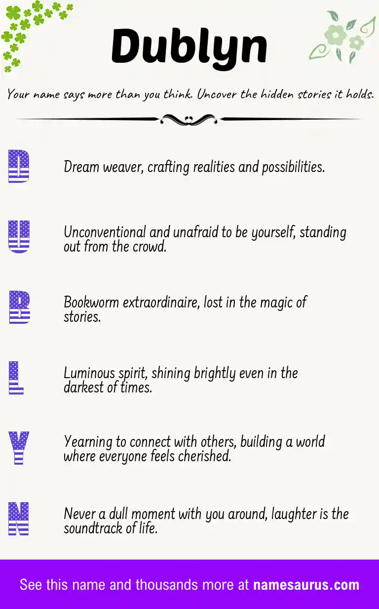 Acrostic poem about Dublyn.
