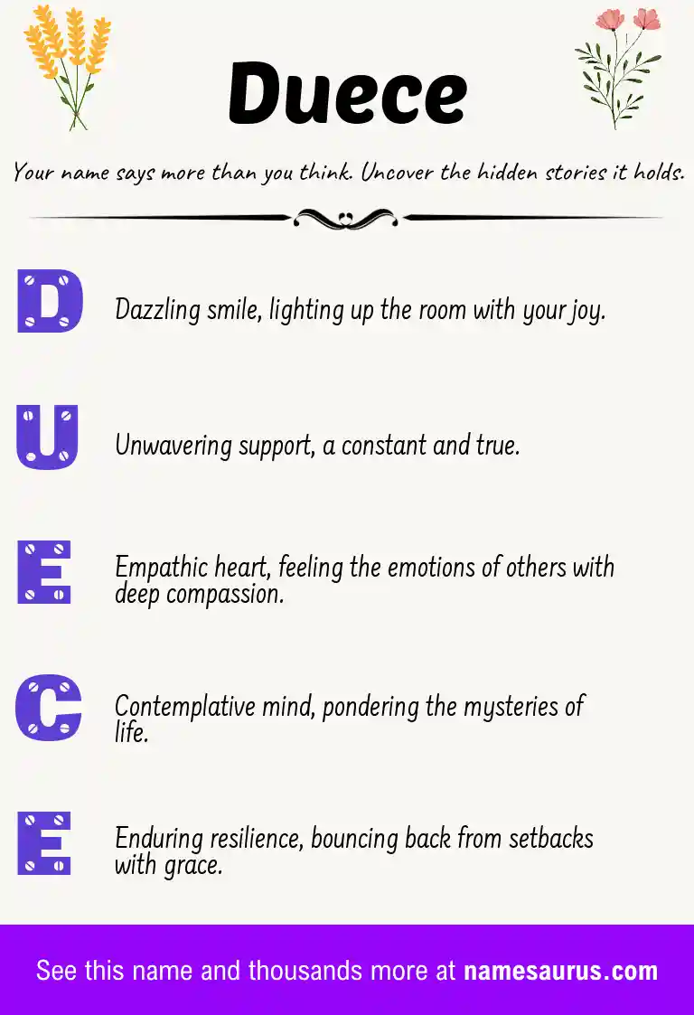 Acrostic poem about Duece.