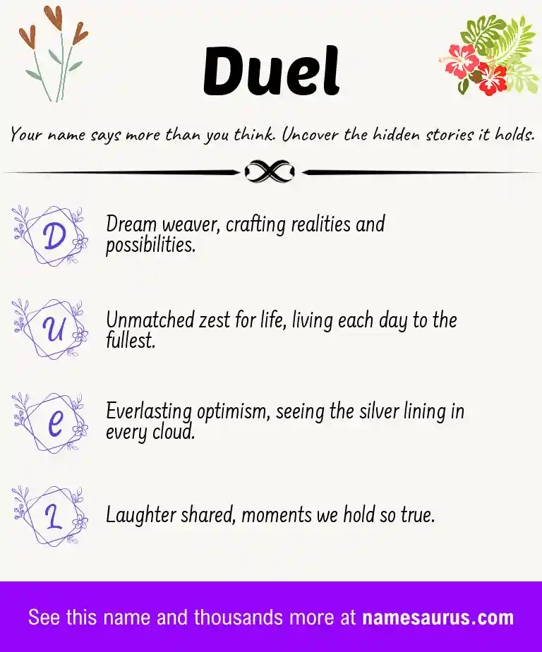 Acrostic poem about Duel.