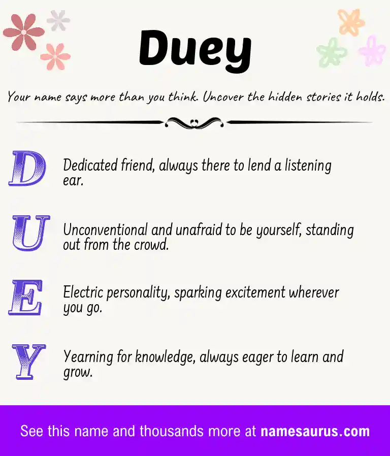 Acrostic poem about Duey.