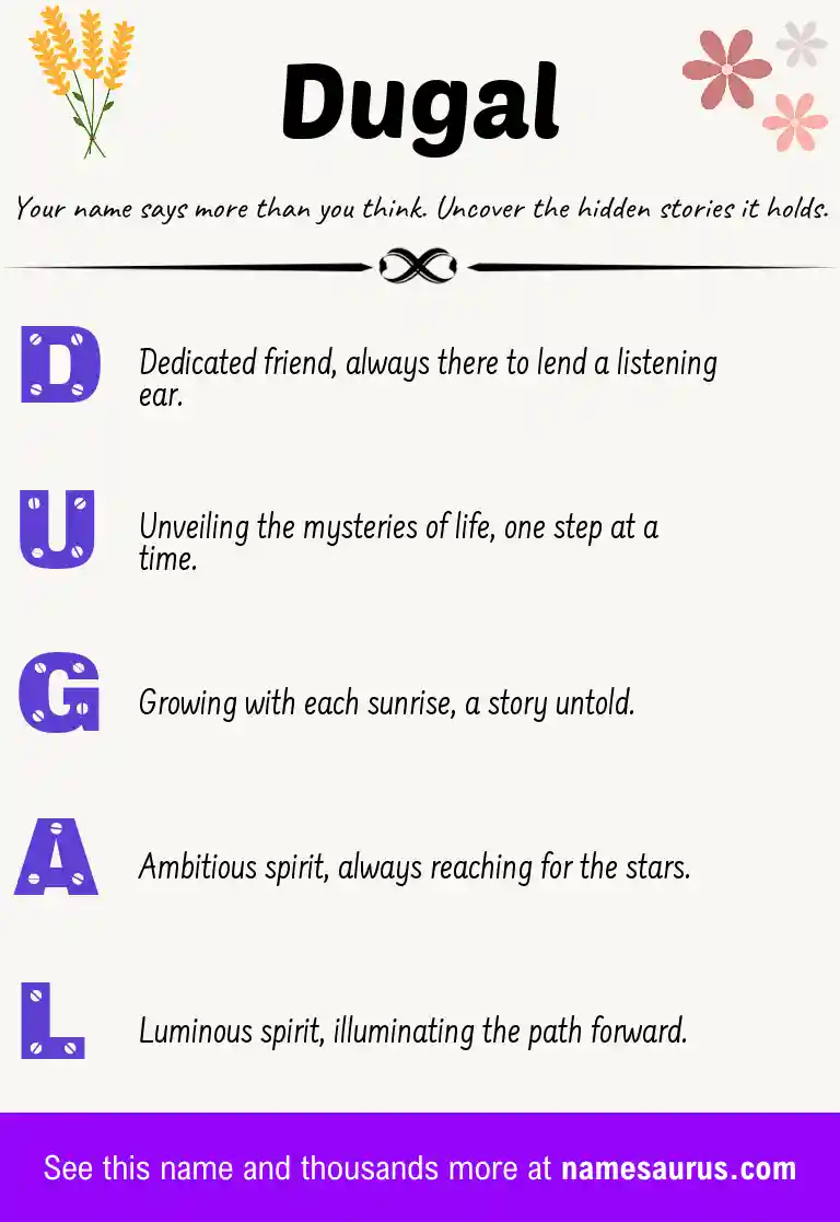 Acrostic poem about Dugal.