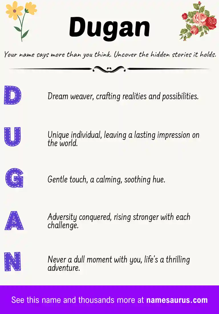 Acrostic poem about Dugan.