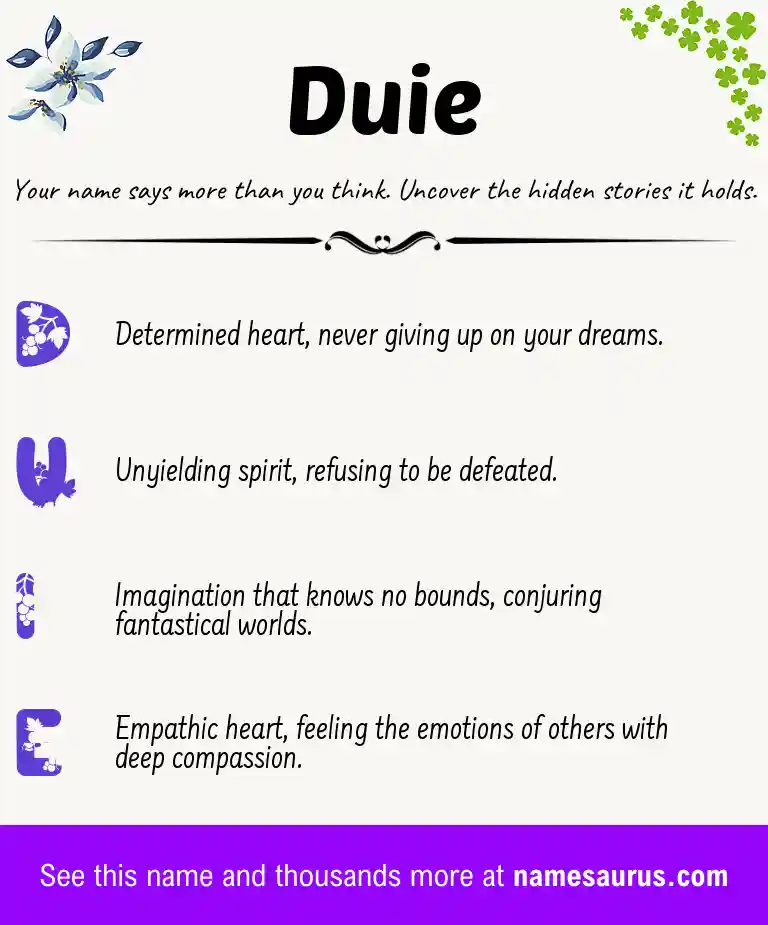 Acrostic poem about Duie.